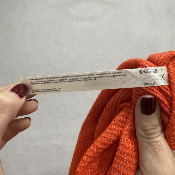 Daily Practice Dress Womens Small Orange Hooded Waffle Knit Sweatshirt Pocket - Picture 7 of 9